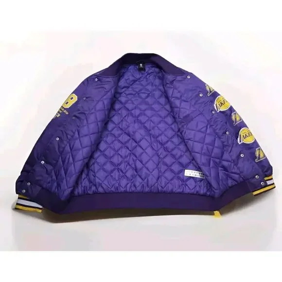 VTG 90s NBA LA LAKERS Los Angeles West 48 SATIN BOMBER JACKET NOWT